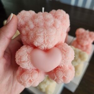 Teddy Rose Bear Candle Gifts Scented Heart